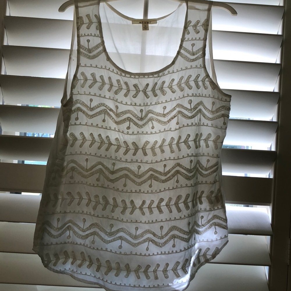 White embroidered tank